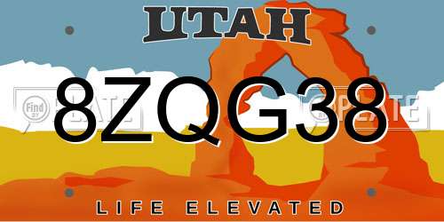 8ZQG38 Utah License Plate