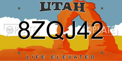 8ZQJ42 Utah License Plate