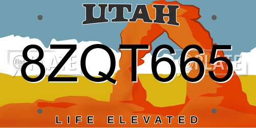 8ZQT665 Utah License Plate