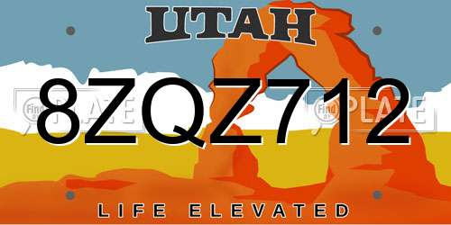 8ZQZ712 Utah License Plate
