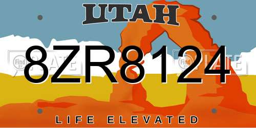 8ZR8124 Utah License Plate