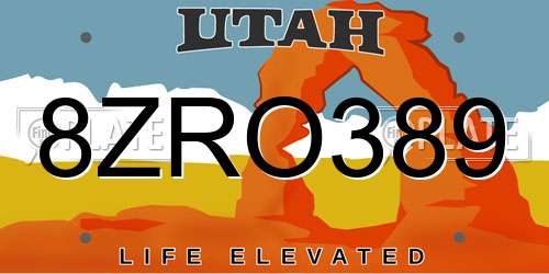 8ZRO389 Utah License Plate