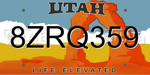 8ZRQ359 Utah License Plate
