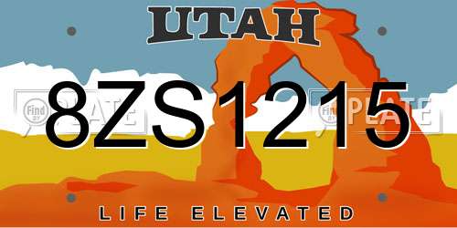 8ZS1215 Utah License Plate