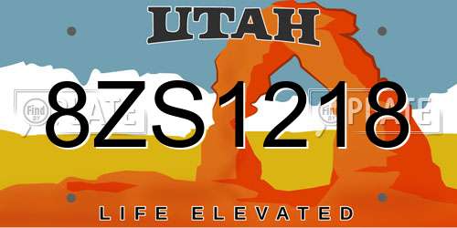 8ZS1218 Utah License Plate