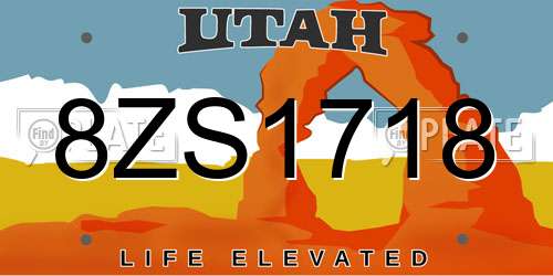 8ZS1718 Utah License Plate