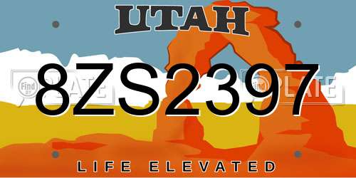8ZS2397 Utah License Plate