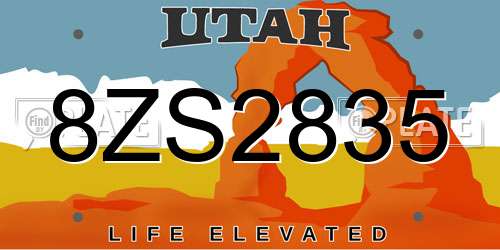 8ZS2835 Utah License Plate