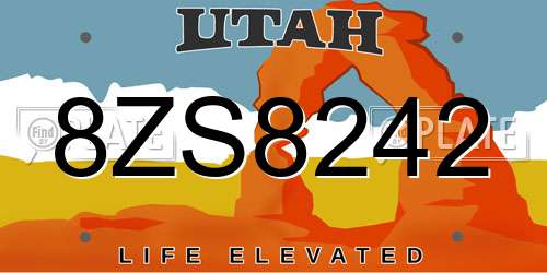 8ZS8242 Utah License Plate