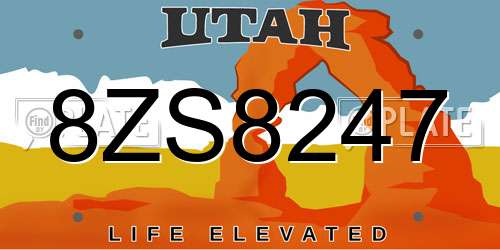 8ZS8247 Utah License Plate