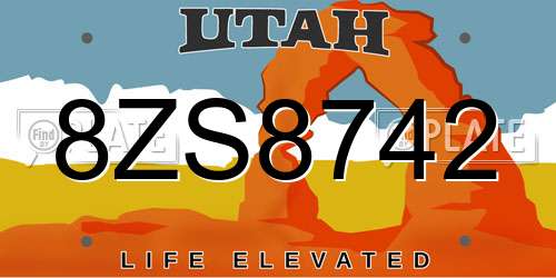 8ZS8742 Utah License Plate