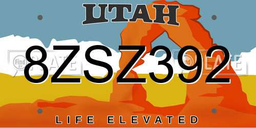 8ZSZ392 Utah License Plate