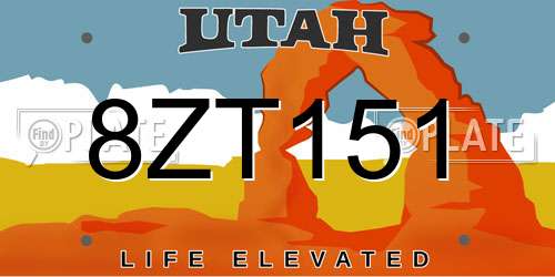 8ZT151 Utah License Plate