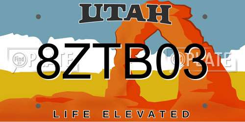 8ZTB03 Utah License Plate