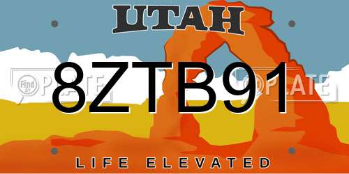 8ZTB91 Utah License Plate