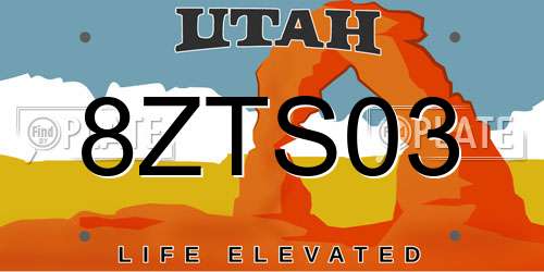 8ZTS03 Utah License Plate