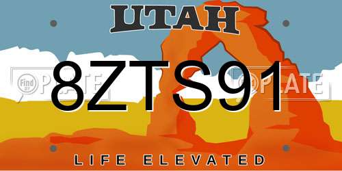 8ZTS91 Utah License Plate