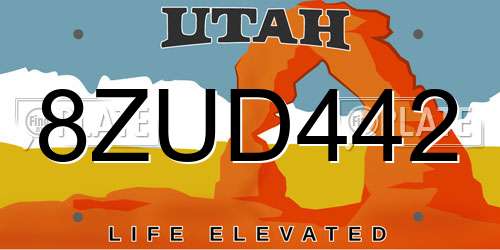8ZUD442 Utah License Plate