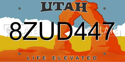 8ZUD447 Utah License Plate