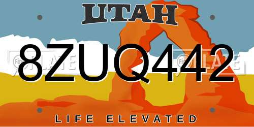 8ZUQ442 Utah License Plate