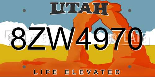 8ZW4970 Utah License Plate