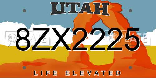 8ZX2225 Utah License Plate