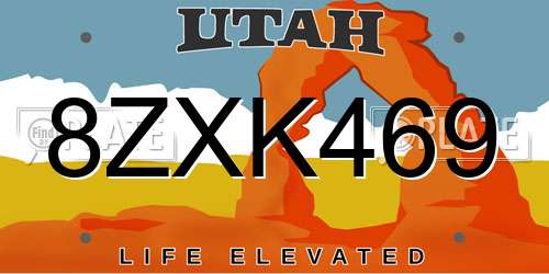 8ZXK469 Utah License Plate