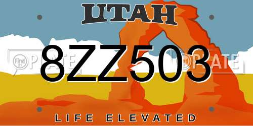 8ZZ503 Utah License Plate