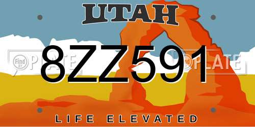8ZZ591 Utah License Plate