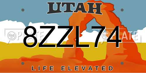 8ZZL74 Utah License Plate