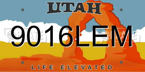 9016LEM Utah License Plate
