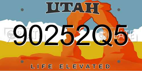 90252Q5 Utah License Plate