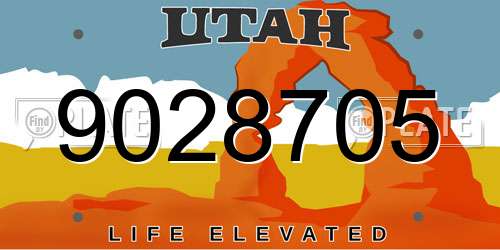 9028705 Utah License Plate