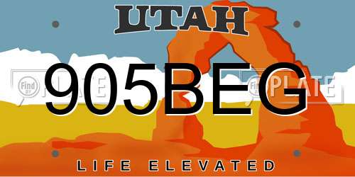 905BEG Utah License Plate