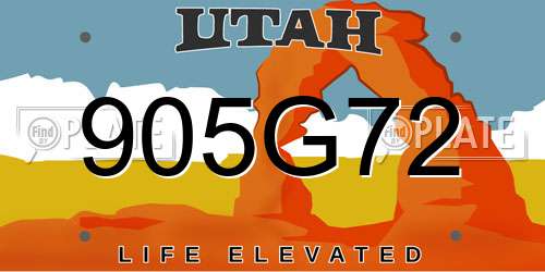 905G72 Utah License Plate