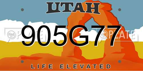 905G77 Utah License Plate