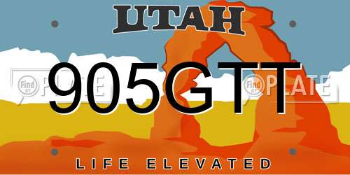 905GTT Utah License Plate