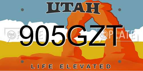 905GZT Utah License Plate