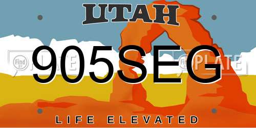 905SEG Utah License Plate