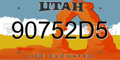 90752D5 Utah License Plate
