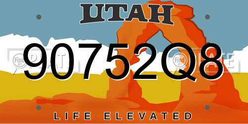 90752Q8 Utah License Plate