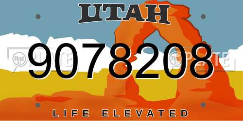 9078208 Utah License Plate