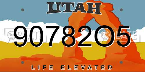 90782O5 Utah License Plate