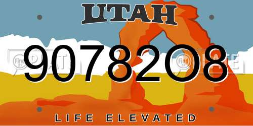 90782O8 Utah License Plate