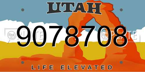 9078708 Utah License Plate