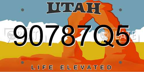 90787Q5 Utah License Plate