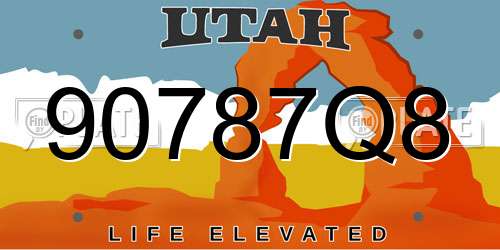 90787Q8 Utah License Plate