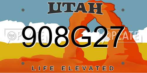908G27 Utah License Plate