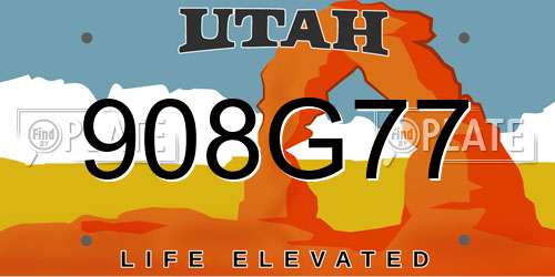 908G77 Utah License Plate