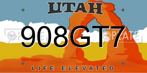 908GT7 Utah License Plate